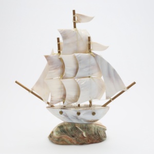 Figura de velero de conchas marinas, modelo de yate hecho a mano, mini veleros artesanales de conchas naturales - Product Image 3
