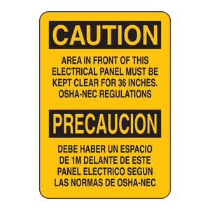 Panneau de signalisation bilingue de sécurité électrique 10x7 po en PVC OSHA-NEC pour zones de travail - Product Image 2
