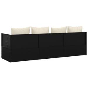 Cama de Exterior Negra, Acero con Recubrimiento en Polvo y Poliéster, Cómoda Tumbona de Ratán Sintético - Product Image 5