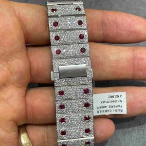 Hip Hop Jewelry <b>Watch</b> Round Cut Vvs Lab Grown Moissanite Diamond <b>Watch</b> Rubber Strap Handmade Mechanical <b>Watch</b> - Product Image 6