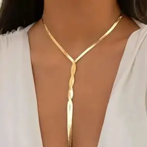 Collier à longue chaîne pour femmes, sexy, gothique, ajustable, vintage, tissage, lien torsadé, tour de cou esthétique, nouveau