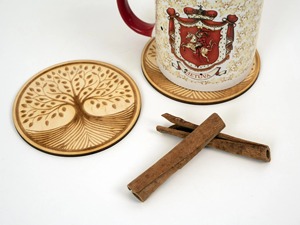 Premium <b>Tree</b> Design Engraved Coaster Ideal For Resin Cafe <b>Tabletop</b> Drink Protection And Natural Home Styling From India - Product Image 4