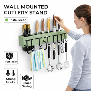 Wall Mount <b>Kitchen</b> Storage <b>Rack</b> with Hooks Knife Stand Utensil Holder Hanging Organizer for <b>Kitchen</b> Tools - Product Image 5