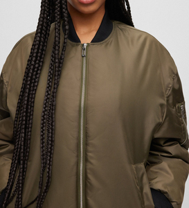 Custom Women's Winter Mandarin Collar Bomber <b>Jacket</b> Lightweight Windproof Casual <b>Zip</b> <b>up</b> Streetwear Sports Outdoor Wear OEM ODM - Product Image 5