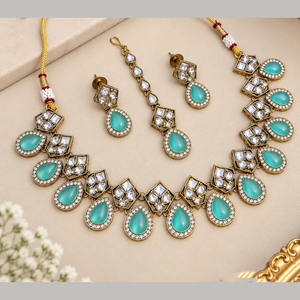 Ensemble collier et boucles d'oreilles pour femme JeweleMarket, plaqué or, avec cristaux et strass, style ethnique, pour mariage, fiançailles, anniversaire, fête, cadeau - Product Image 4
