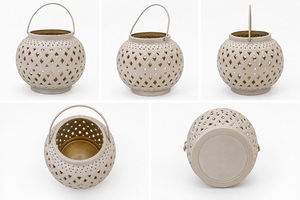 Mini lanterne en métal vintage gaufrée avec poignée décoration de la maison fantaisie bougeoir fait main décor de noël votive - Product Image 5
