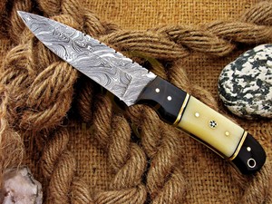 Hot Selling Full Tang Damascus Steel Hunting <b>Knife</b> with Natural <b>Bone</b> <b>Handle</b> Outdoor Survival Tactical <b>Knife</b> - Product Image 3