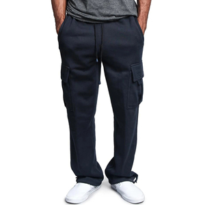 Pantalones de Algodón Estilo Otoñal para Hombre, Pantalones Deportivos Azul Oscuro, Cintura Elástica, Múltiples Bolsillos, Corte Casual, Peso Medio - Product Image 3
