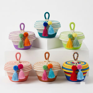 Colorful Handmade Cotton <b>Gift</b> <b>Box</b> With Tassel Charm For <b>Ramadan</b> And Eid Celebration From Vietnam Manufacturer - Product Image 1