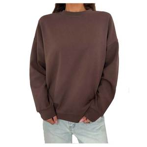 Pull à col roulé à épaules tombantes avec impression personnalisée sur le devant pour femme, en molleton 100 % coton léger, coupe-vent, séchage rapide, couleur unie, OEM - Product Image 3
