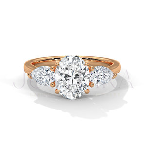 Three Stone 925 <b>Silver</b> <b>Ring</b> For Wome Most Selling Oval Cut Diamond <b>Ring</b> Pave <b>Settings</b> for Everyday Wear Office Use and Elegant - Product Image 2