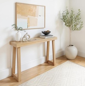 Mesa Consola Moderna de Madera Maciza con Patas de Caballete, Mueble Decorativo para Entrada o Pasillo, Diseño Escandinavo, Decoración para Sala de Estar - Product Image 3