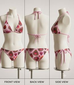 Conjunto de Bikini Halter con Estampado de Espirales Coloridos para Mujer, Parte Inferior con Lazos Laterales, Secado Rápido, Cordón Ajustable, Spandex, Poliéster, Traje de Baño Elástico - Product Image 4