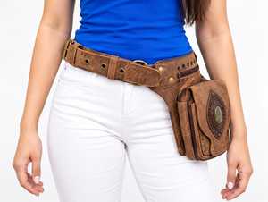 Ceintures de voyage unisexes style anglais pour moto, poche latérale, en cuir véritable, avec boucle réglable, sac banane - Product Image 3