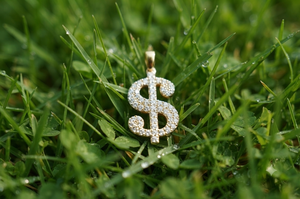 Collar y dijes unisex de oro auténtico de 10K con símbolo de dólar personalizado, estilo hip hop, con diamantes de moissanita brillantes. - Product Image 4