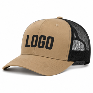 Custom Trucker <b>Hat</b> Khaki Front Black Mesh Back Logo Print Adjustable Unisex Casual Summer <b>Cap</b> 6-Panel Design - Product Image 5