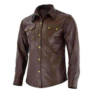 Camisas de cuero elegantes para hombre, ajuste cómodo y suave, tela ligera y duradera, adecuadas para uso diario en la oficina - Product Image 5