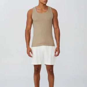 Camiseta sin mangas ajustada con cuello redondo y canalé, blanca, para hombre, de algodón, con logotipo personalizado, impresión por sublimación, 100% personalizable, venta al por mayor - Product Image 2