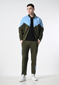 Unisex Solid Color Blocking Streetwear Tracksuit Set Hooded Collar Casual <b>Polyester</b> Cotton <b>Joggers</b> Side Pockets Drawstring - Product Image 2