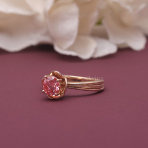 Bague Fleur en Diamant Cultivé en Laboratoire Certifié IGI en Argent Sterling 925 Massif |   Bague de fiançailles solitaire à taille brillante ronde - Product Image 6