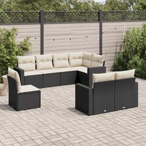 Conjunto de Sofás Grandes para Jardín en Ratán PE Negro con Acero con Recubrimiento en Polvo, Muebles de Exterior Premium - Product Image 1
