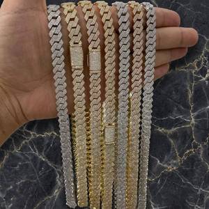 Premium Luxury Iced Out Moissanite Diamond Cuban Link Chain Hip Hop Miami Cuban Chains 925 <b>Silver</b> Daily Fashion <b>Necklace</b> <b>For</b> <b>Men</b> - Product Image 2