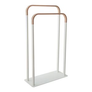 Soporte minimalista para toallas de baño, metálico, con marco con recubrimiento en polvo y 2 barras colgantes. - Product Image 1