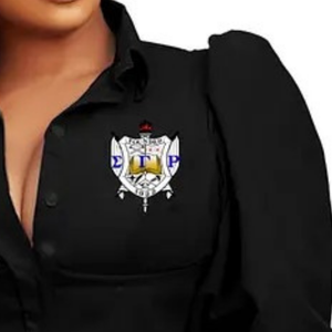 ชุดเดรสทรงเอไลน์แขนยาว Sigma Gamma Rho แบบลำลองสั่งทำพิเศษ ชุดมินิเดรสแฟชั่นสตรีทแวร์ติดกระดุมด้านหน้า OEM ODM - Product Image 3