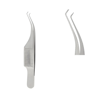 Pinzas de microsutura Barraquer Colibri 1x2 dientes 0.12 mm con plataforma, pinzas quirúrgicas oftálmicas de acero inoxidable de 7.5 cm - Product Image 1