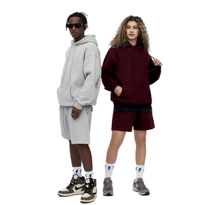 Wholesale Custom Logo Winter Print Unisex Cotton Fleece <b>Hoodie</b> <b>and</b> <b>Shorts</b> <b>Set</b> for <b>Men</b> - Product Image 6
