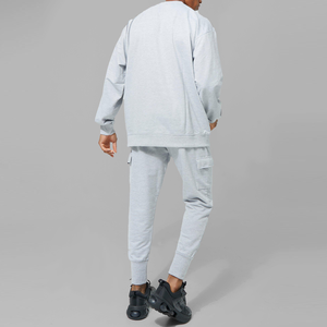 Sweat-shirt à col rond gris clair pour homme, logo de dessin animé brodé sur le devant, style décontracté d'automne, tricoté en FRENCH TERRY - Product Image 4