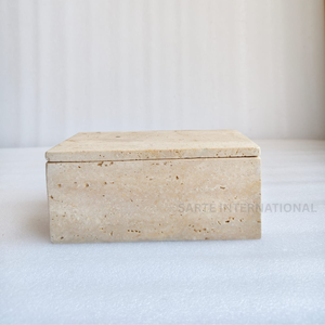 Porte-mouchoirs en travertin de qualité supérieure, organiseur de comptoir de salle de bain de luxe, élégant couvercle de boîte à mouchoirs pour table, décoration moderne pour la maison - Product Image 2