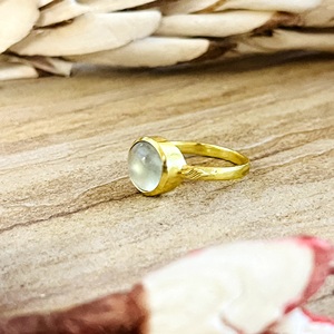 Market Favorite Bohemia <b>Solitaire</b> Gemstone <b>Ring</b> Minimalist Brass Women 18k Gold & <b>Silver</b> Plated Prehnite Wholesale/OEM/ODM - Product Image 3