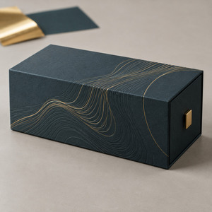 Boîte en papier kraft ondulé imprimée sur mesure, boîte cadeau pliante de luxe pour artisanat, parfum, bougie - Product Image 1