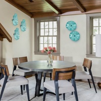 Vas Dinding Gantung Longree Aqua Blue Turquoise Modern Art Deco, Piring Kaca Murano Buatan Tangan, Seni Dinding