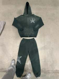 Sudadera con Capucha de Felpa Francesa de Algodón Grueso Lavado a la Piedra Personalizada, Sudadera con Capucha de Doble Cremallera Completa para Hombre, Sudadera Informal con Cremallera de Dos Vías - Product Image 4