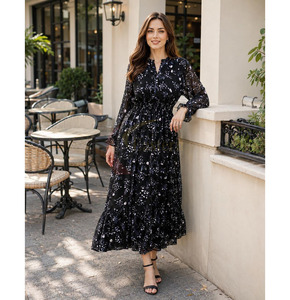 Nuevo Vestido Maxi de Verano para Mujer, Estilo Casual Bohemio, con Estampado Floral, Manga Media, Tie Dye, Estilo Boho Chic, Tela de Rayón - Product Image 4