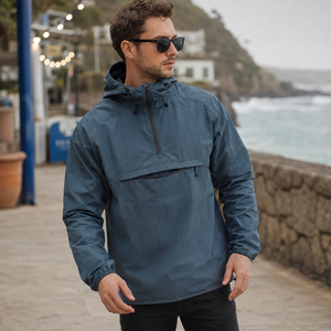 Custom <b>Men's</b> <b>Blouson</b> Hooded Pullover Windbreaker <b>Jacket</b> Letter Waterproof Windproof 100% Polyester Outdoor Use Custom Logo Front - Product Image 5