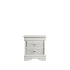 Table de chevet Blaze de style moderne à 2 tiroirs en bois fait main en blanc - Product Image 1