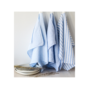 16x26 115 GSM Soft Quick Dry Lightweight Machine Washable Striped Cotton Tea <b>Towels</b> Rectangle Woven Gray White Teal Adult Use - Product Image 4