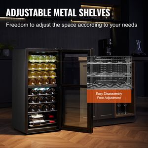 Doppia zona 32-bottiglia di vino refrigeratore Freestanding luce LED frigorifero per vino e bevande - Product Image 6