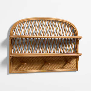 Élégante étagère murale en rotin, étagère décorative murale suspendue, organisateur en rotin naturel, idéal pour le rangement et la présentation dans l'entrée - Product Image 2