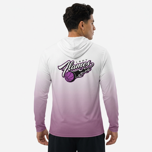 Sudadera con capucha personalizada para baloncesto – Camiseta de entrenamiento de manga larga con efecto ombré en blanco y morado - Product Image 2