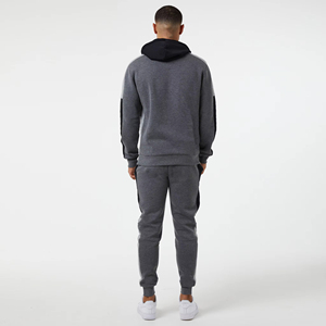 ชุดวอร์มเทคฟลีซผู้ชายคุณภาพสูง โลโก้สั่งทำพิเศษ ผ้าฝ้าย 100% มีฮู้ด ซิปด้านหน้า แบบ 2 ชิ้น - Product Image 3