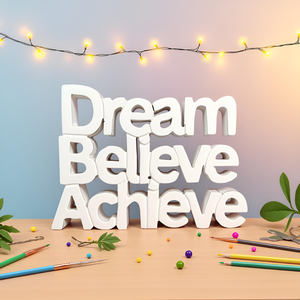 Objet décoratif de table esthétique et motivant « Dream Achieve Believe » pour la maison, le bureau ou la terrasse - Product Image 1