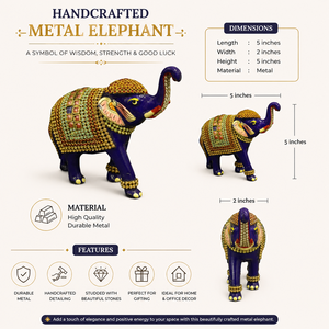 รูปปั้นช้างโลหะตกแต่ง |   รูปปั้นช้างหลากสีสันทำมือ |   ของตกแต่งบ้านรูปช้างแบบดั้งเดิมสำหรับวางบนโต๊ะ - Product Image 5