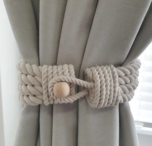 <b>Curtain</b> Tie, Handmade..<b>Curtain</b> Decoration..White Cotton Rope..Window Accessories - Product Image 1