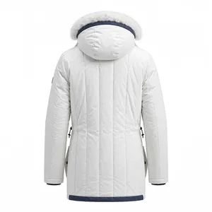 <b>Men's</b> <b>White</b> Fleece <b>Jacket</b> Waterproof Zipper Closure Sporty Autumn Regular Fit Solid Color Polyester Shell Color Blocking - Product Image 2