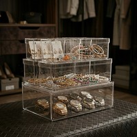 Boîtes de rangement transparentes en plastique pour bijoux (bagues, boucles d'oreilles, bracelets, accessoires) - Organisation multifonctionnelle pour armoire
