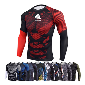 เสื้อรัดกล้ามเนื้อ MMA BJJ ขายส่งยอดนิยม ออกแบบเองได้ ทันสมัย สำหรับผู้ชาย แห้งเร็ว ผลิตจากผ้าสแปนเด็กซ์/โพลีเอสเตอร์ 220 กรัม พิมพ์ลายดิจิตอล - Product Image 2